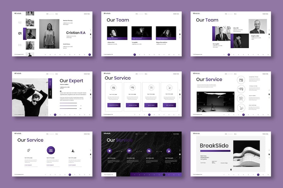 线框商务企业服务介绍Keynote模板 - PPT派