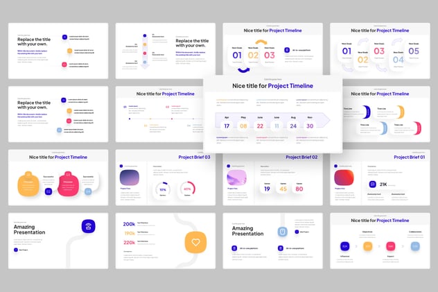 项目时间轴流程展示信息图形Keynote模板 - PPT派