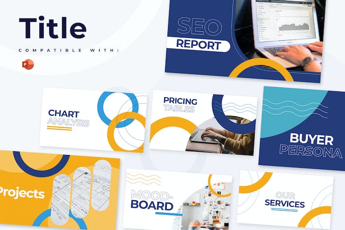 商业标题页面设计信息图表PPT模板 - PPT派