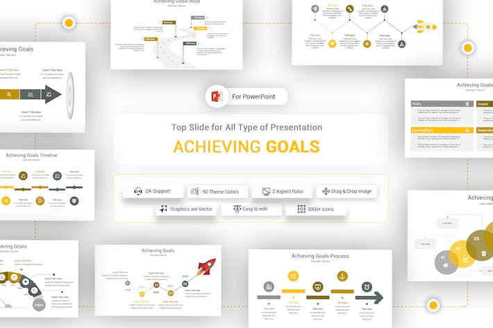 简洁目标制定与实现规划图形PPT模板 - PPT派