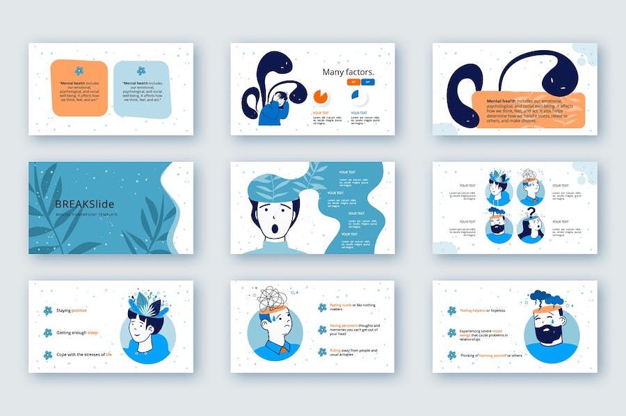 心理健康主题卡通插画PPT图解 - PPT派