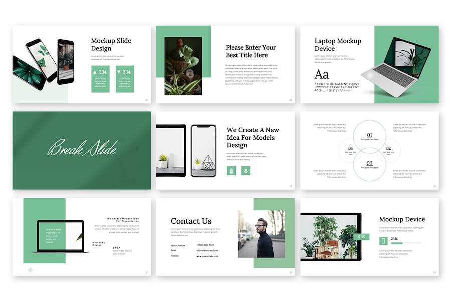 绿色极简风格商务提案Keynote模板 - PPT派