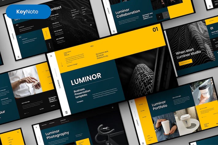 发光效果商务企业视觉展示Keynote模板 - PPT派