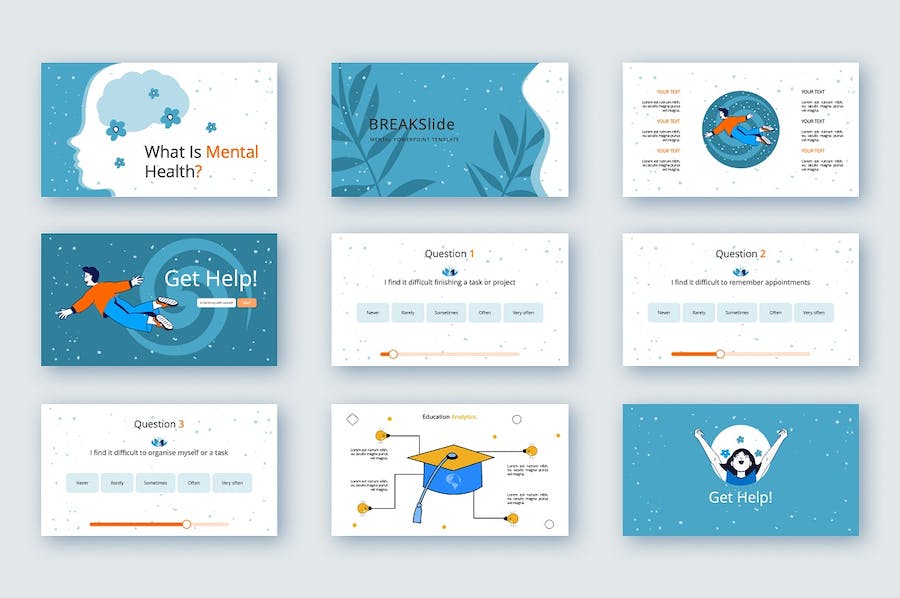 心理健康主题卡通插画PPT图解 - PPT派