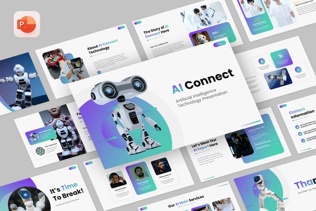 人工智能科技紫色创意企业应用PPT模板 - PPT派