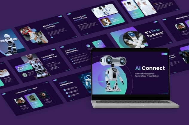 人工智能科技紫色创意企业应用PPT模板 - PPT派