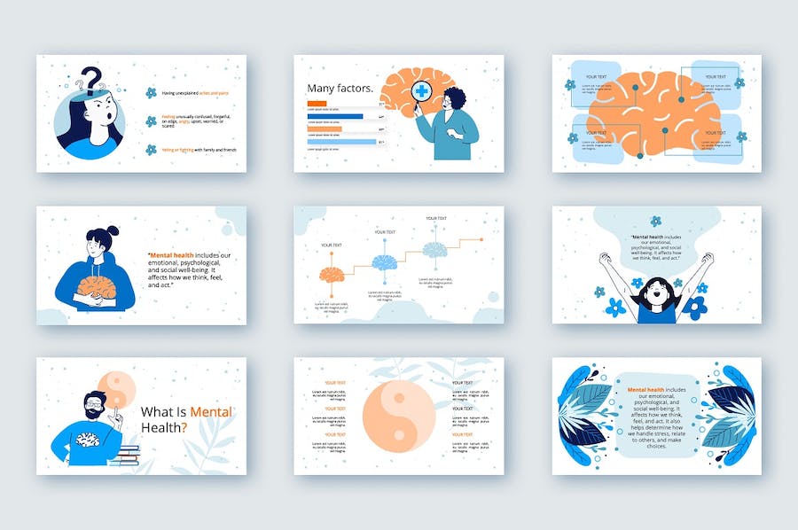 心理健康主题卡通插画PPT图解 - PPT派