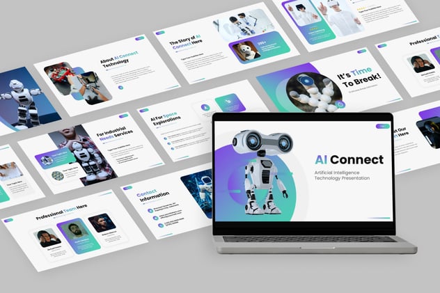 人工智能科技紫色创意企业应用PPT模板 - PPT派