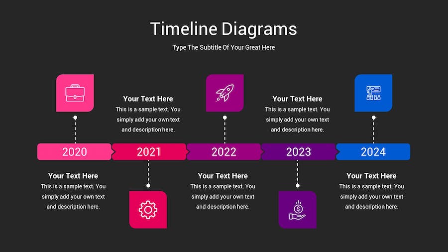 时间轴图表深色主题Keynote模板 - PPT派
