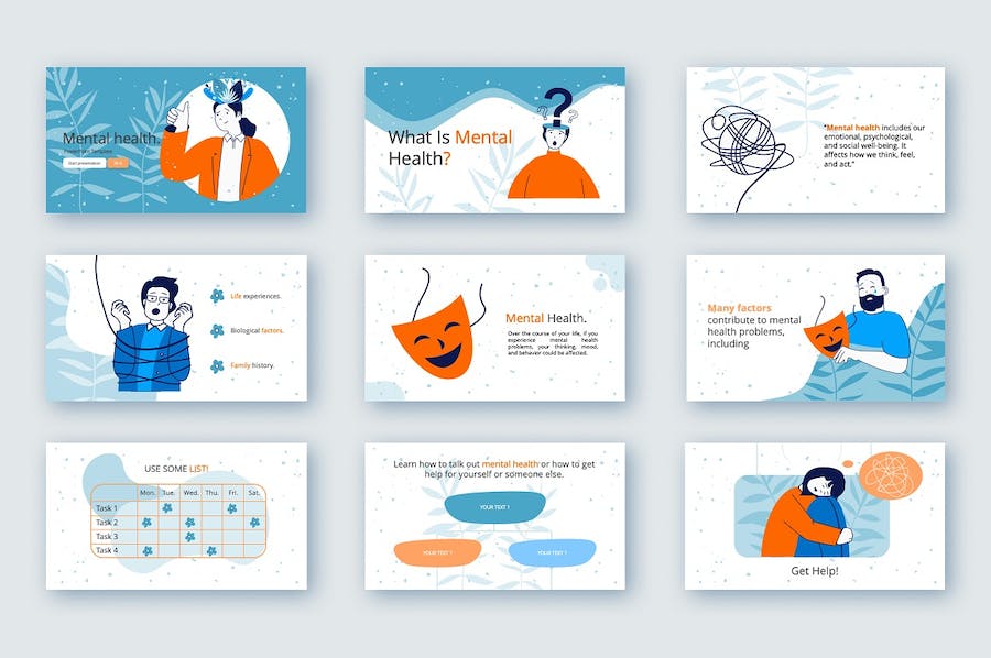 心理健康主题卡通插画PPT图解 - PPT派