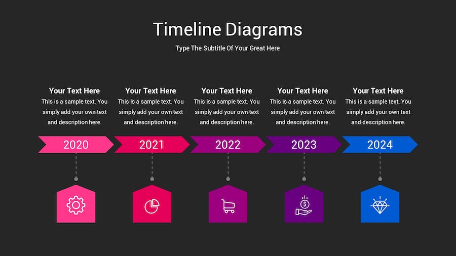 时间轴图表深色主题Keynote模板 - PPT派