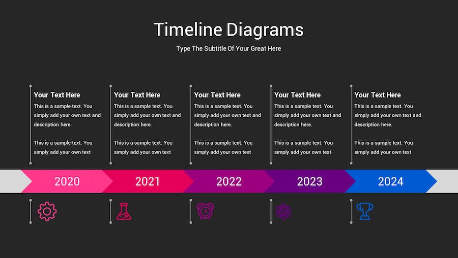 时间轴图表深色主题Keynote模板 - PPT派