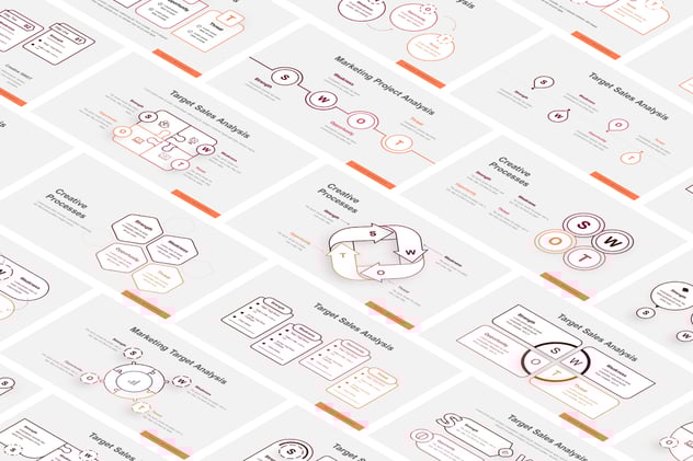 SWOT战略分析框架图形PPT模板 - PPT派