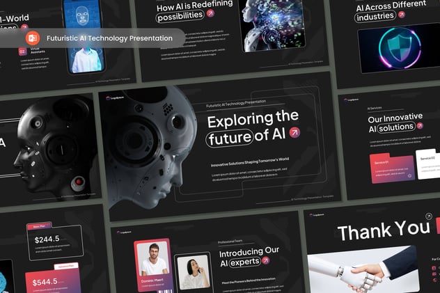 未来派人工智能技术科技数字化方案PPT模板 - PPT派