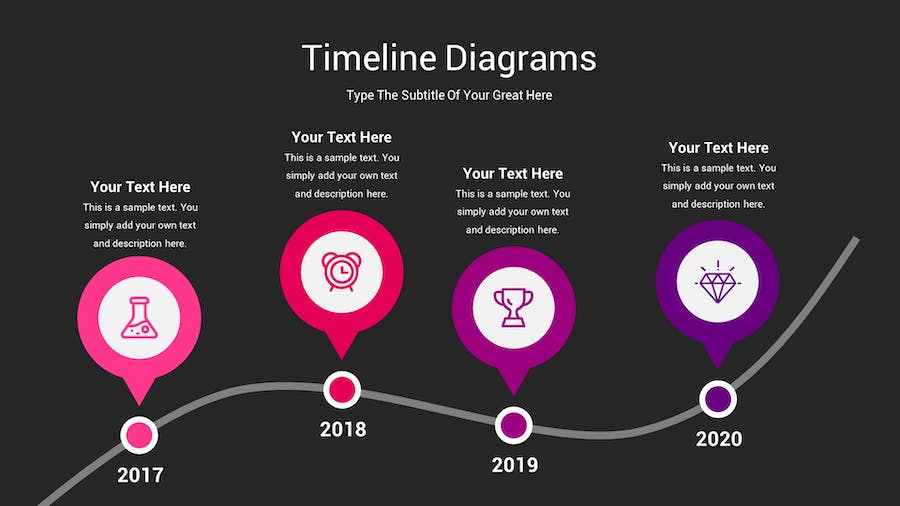 时间轴图表深色主题Keynote模板 - PPT派