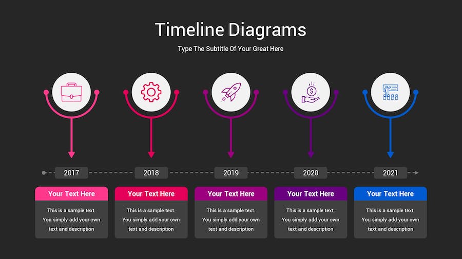 时间轴图表深色主题Keynote模板 - PPT派