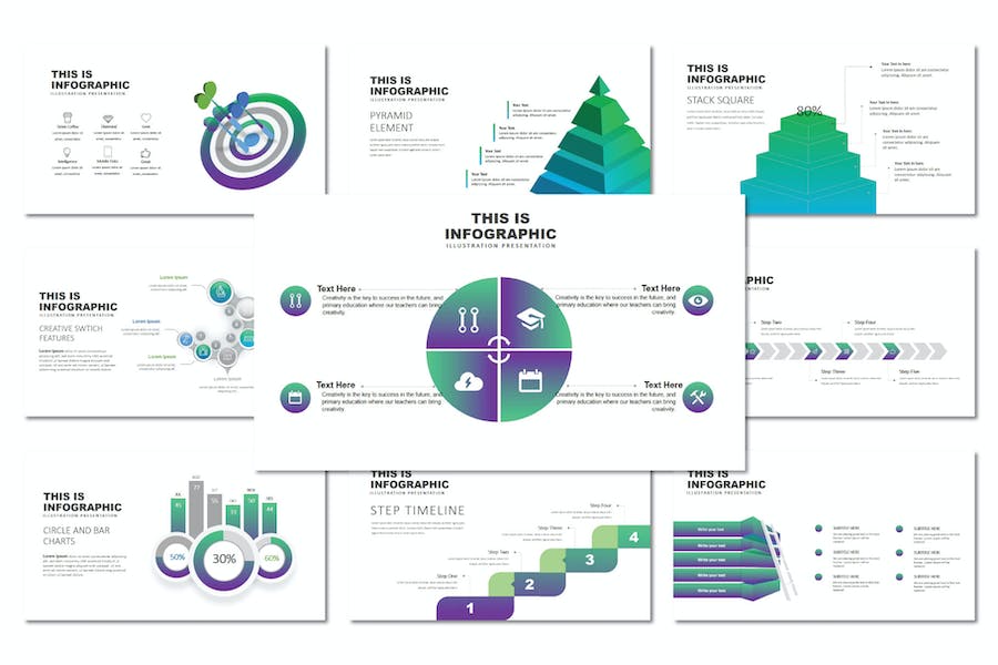绿色插画风格演示PPT模板 - PPT派