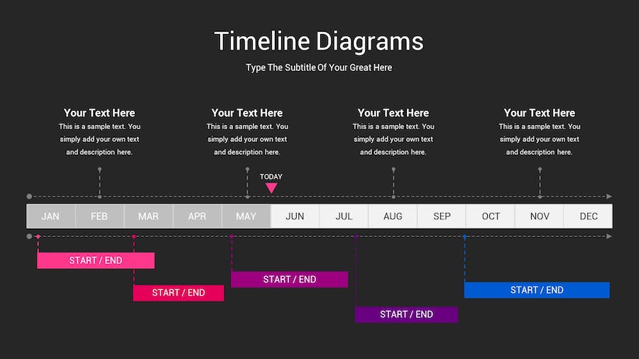 时间轴图表深色主题Keynote模板 - PPT派