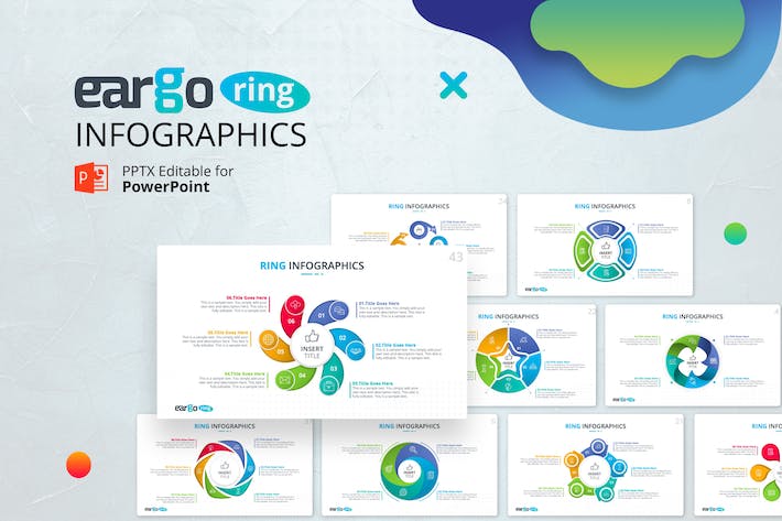 循环流程环形图数据可视化PPT模板 - PPT派