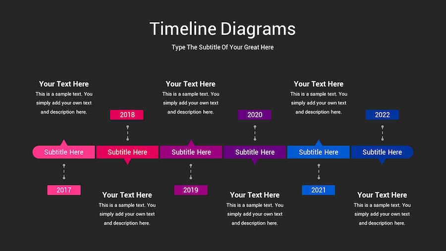 时间轴图表深色主题Keynote模板 - PPT派