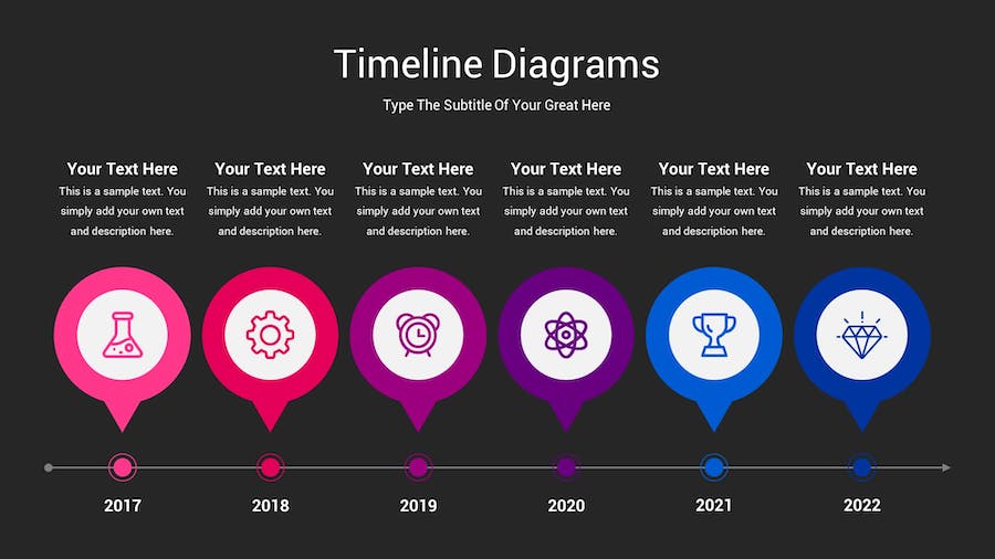 时间轴图表深色主题Keynote模板 - PPT派