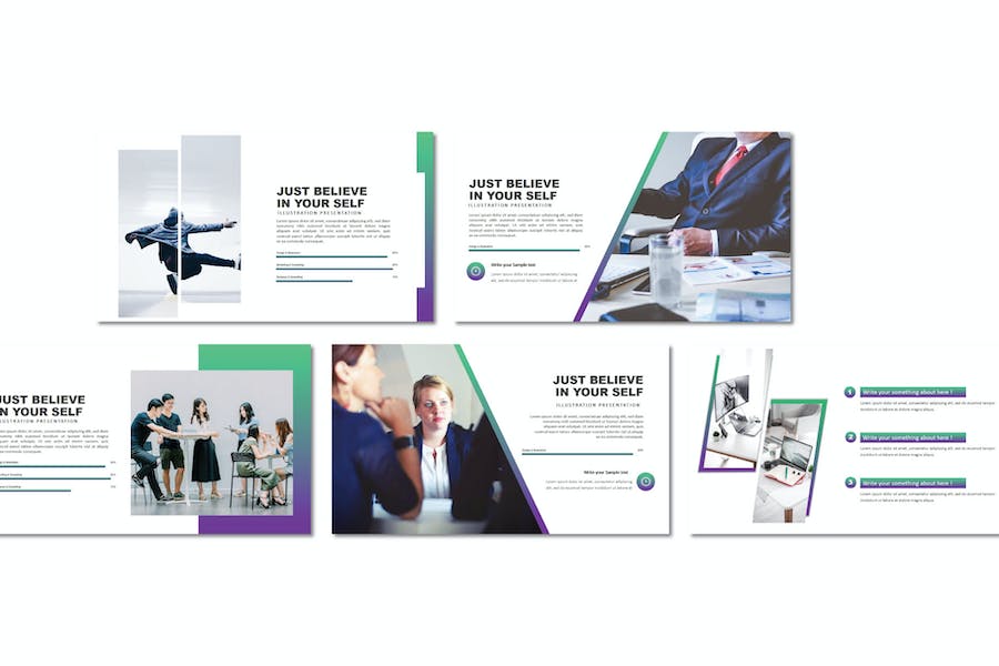 绿色插画风格演示PPT模板 - PPT派