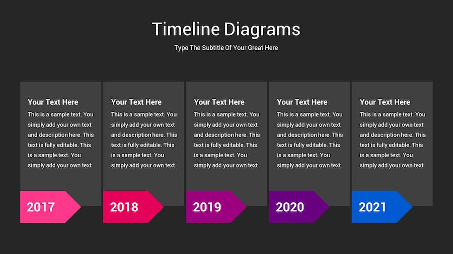 时间轴图表深色主题Keynote模板 - PPT派