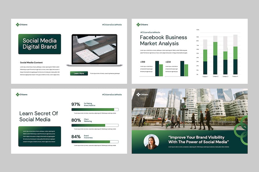 社交媒体营销品牌推广策略Keynote模板 - PPT派