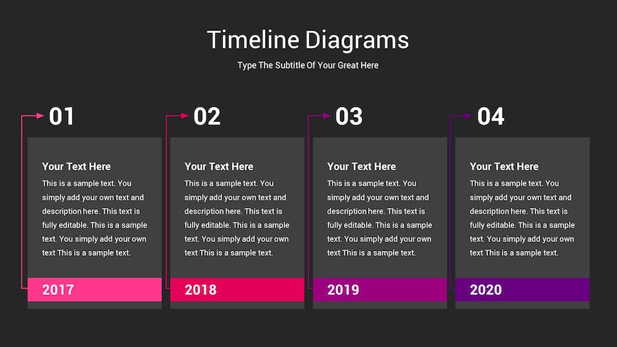 时间轴图表深色主题Keynote模板 - PPT派