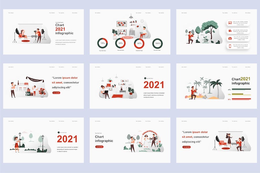 欧美摄影旅拍插画高级PPT模板 - PPT派