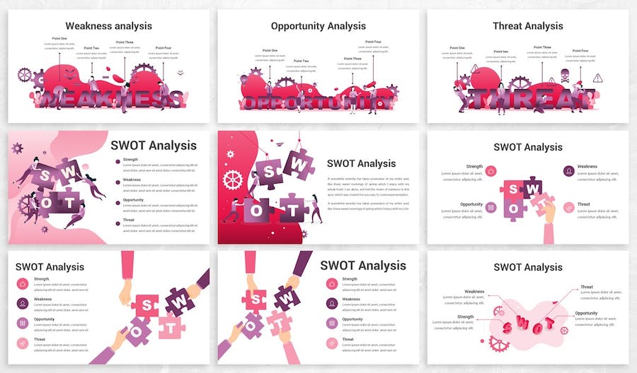 SWOT分析企业战略规划市场营销插画Keynote模板 - PPT派