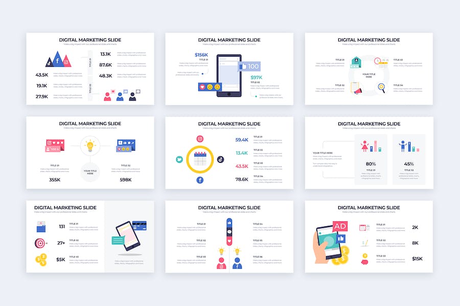 数字营销推广策略方案信息图Keynote模板 - PPT派