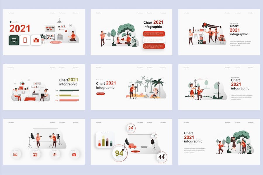 欧美摄影旅拍插画高级PPT模板 - PPT派