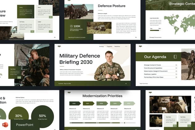 军事国防安全战略简报PPT模板 - PPT派