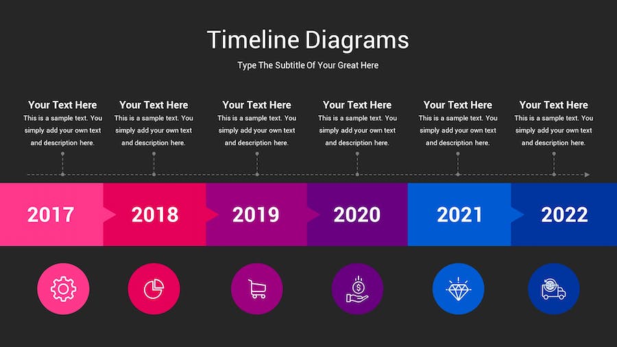 时间轴图表深色主题Keynote模板 - PPT派