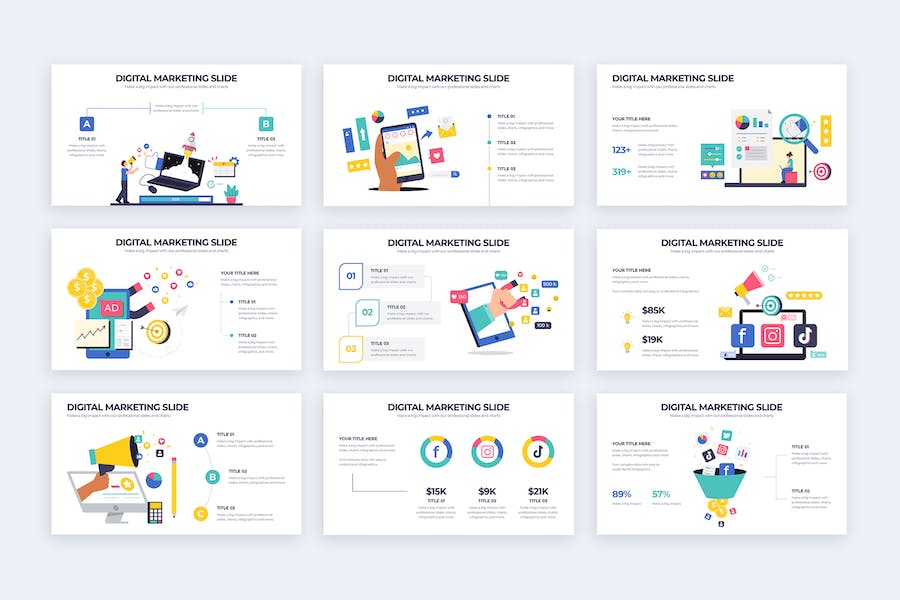 数字营销推广策略方案信息图Keynote模板 - PPT派
