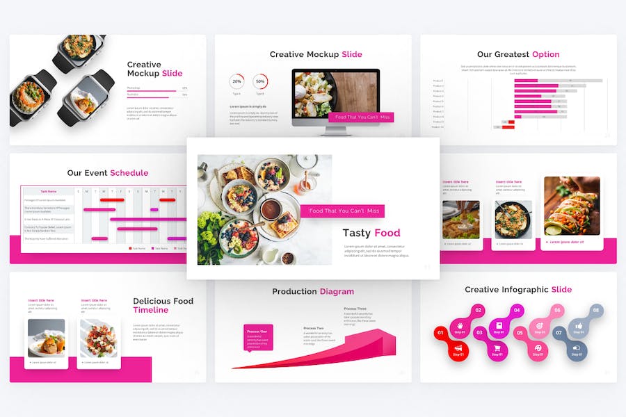 Lasagna-pink-creative-food-geometric-powerpoint - PPT派