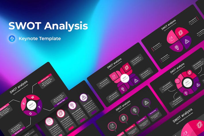 SWOT分析暗箱操作深色Keynote模板 - PPT派