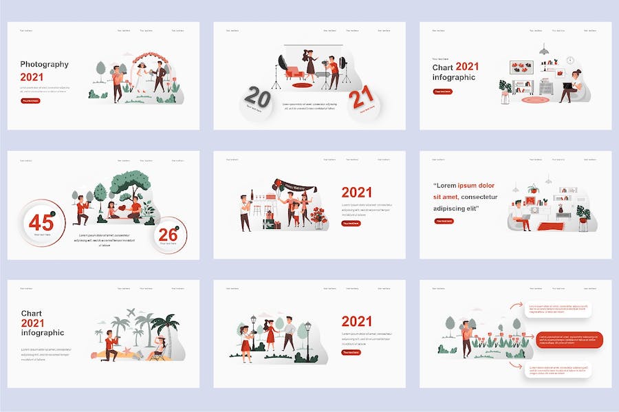 欧美摄影旅拍插画高级PPT模板 - PPT派