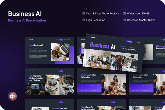 商业人工智能企业数字化应用PPT模板 - PPT派