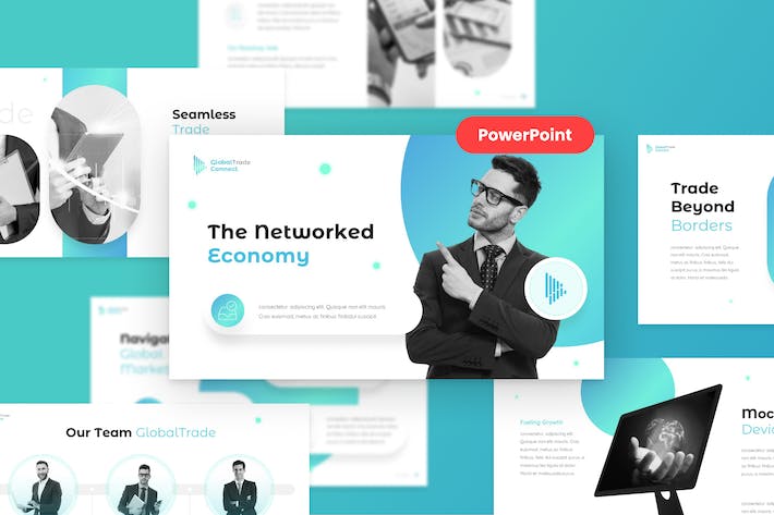 全球贸易商务连接合作PPT模板 - PPT派