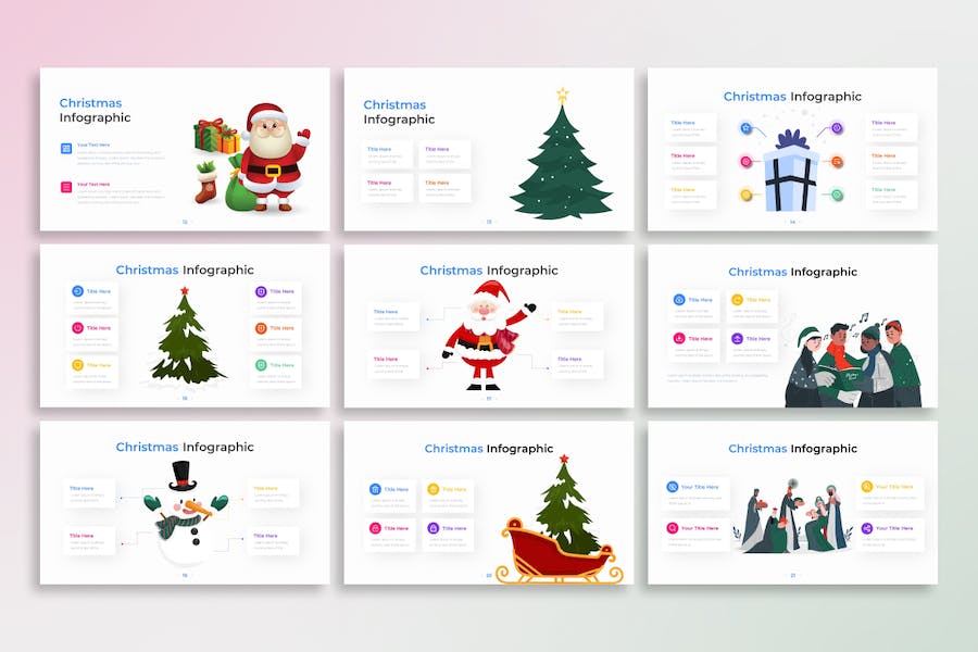 圣诞节信息图表数据可视化展示PPT模板 - PPT派