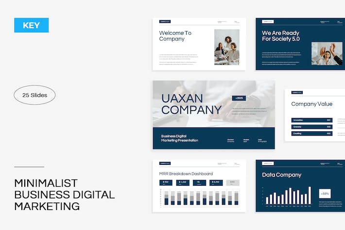 极简白绿商务数字营销Keynote模板 - PPT派