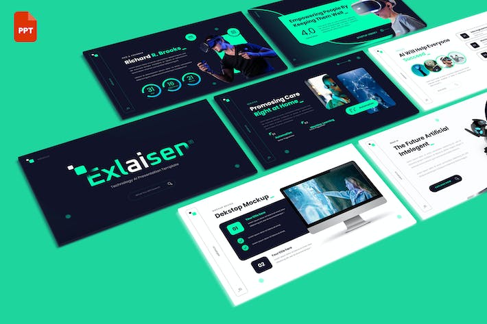 创意人工智能设计展示方案PPT模板 - PPT派