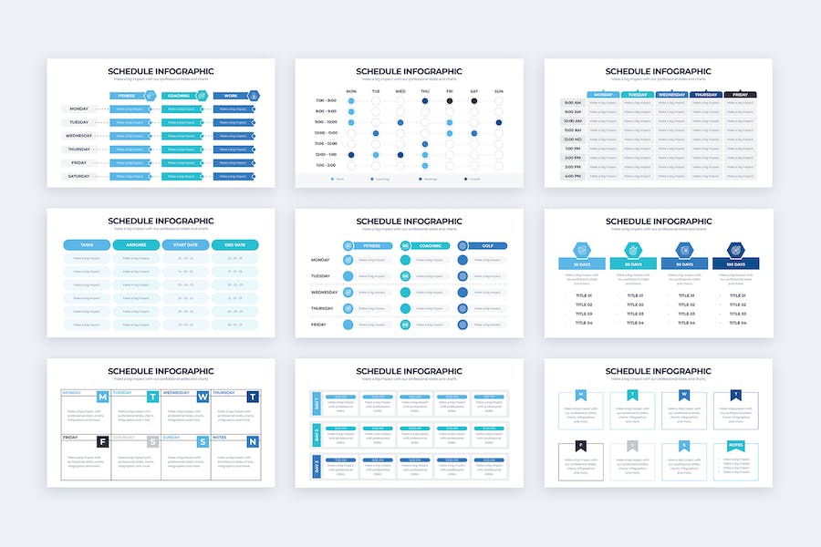 蓝色日程表时间管理信息图Keynote模板 - PPT派