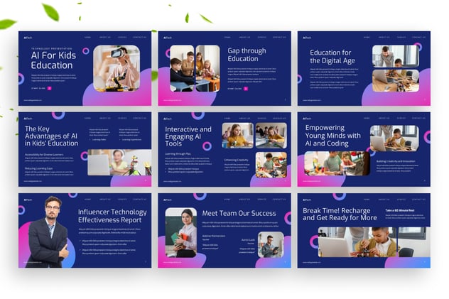 人工智能儿童教育科技互动学习方案PPT模板 - PPT派