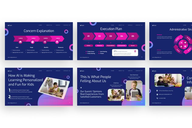 人工智能儿童教育科技互动学习方案PPT模板 - PPT派