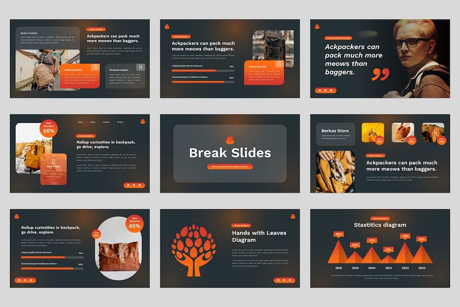 旅游背包户外旅行推介Keynote模板 - PPT派