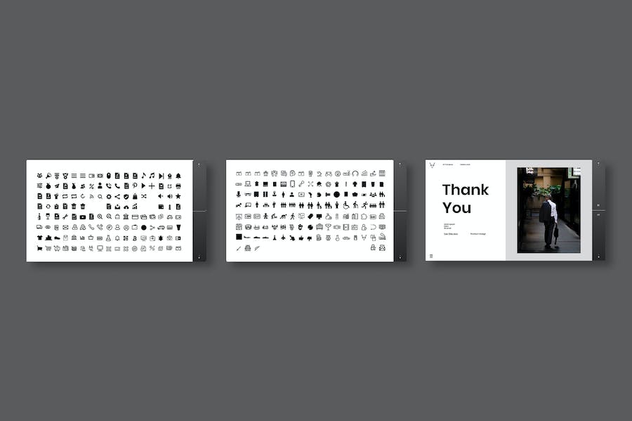 黑白色图片网格商务Keynote模板 - PPT派