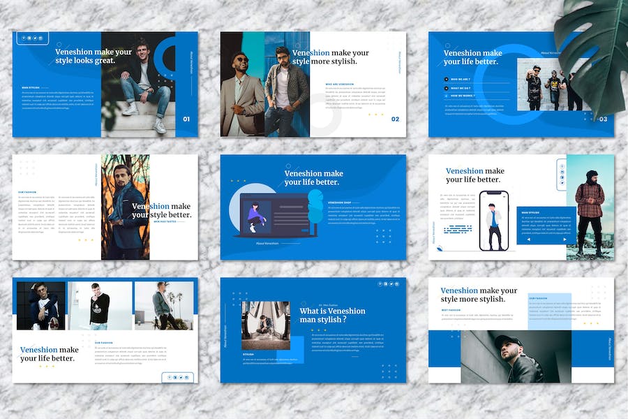 时尚服装男士穿搭商务推介PPT模板 - PPT派